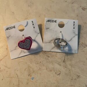 Ardene Red Heart Earrings and Silver Ring Set